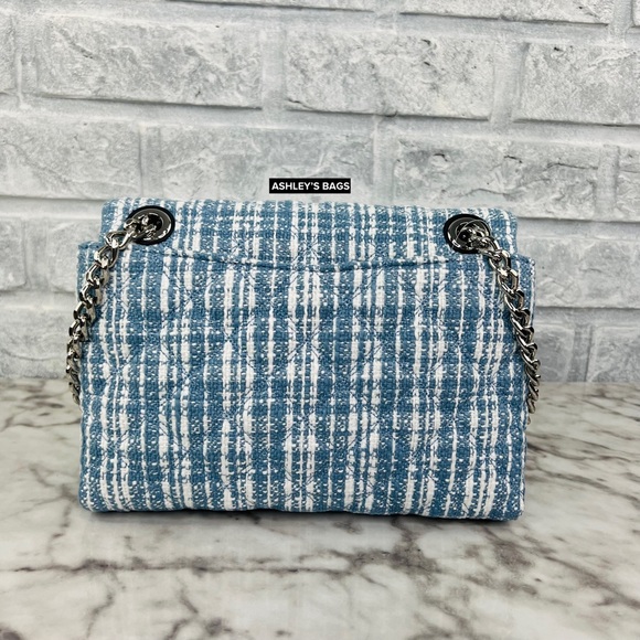 Kate Spade Natalia Denim Tweed Medium Flap Chain Shoulder Bag Crossbody - Picture 4 of 9